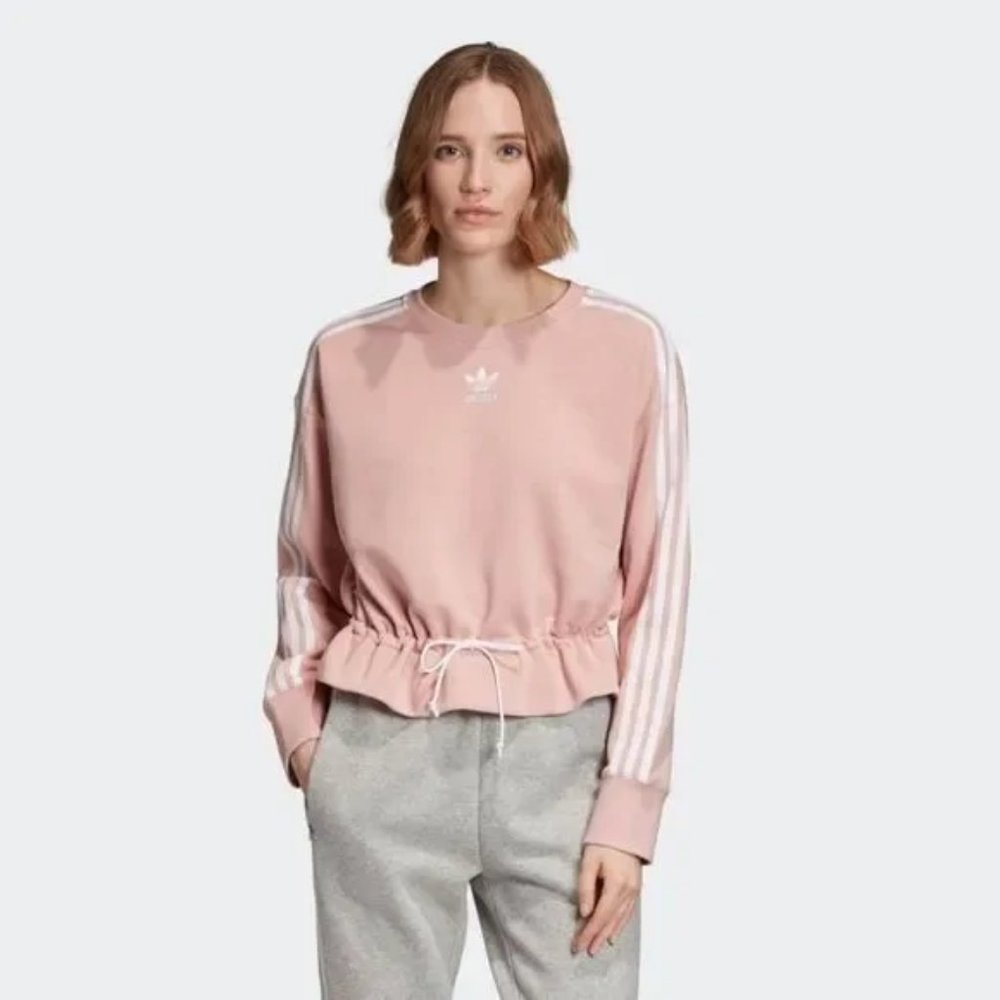 Adidas Originals Bellista Winter Sporty Chic Casual Crewneck Sweatshirt Pink